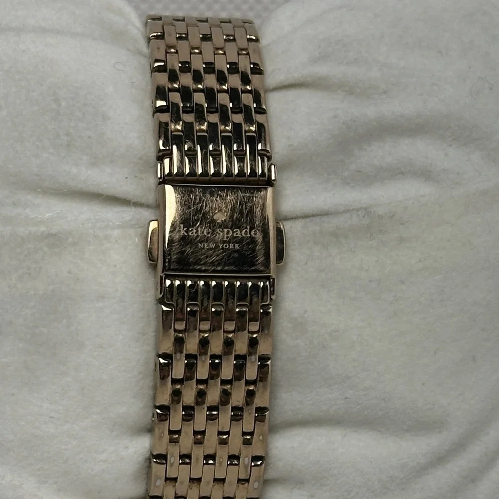 Kate Spade New York Varick Bracelet 36mm Watch Gold Bracelet Striped Face 2.75”